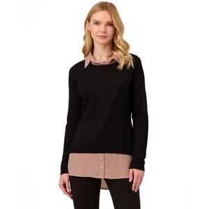 Adrianna Papell women's L black plush 2 layered sweater blouse